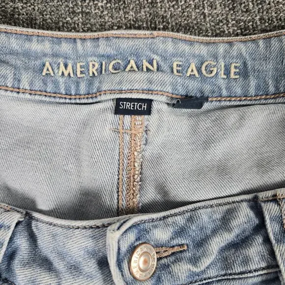 American Eagle Jeans Womens 12 Regular High Rise Baggy Wide Leg Light Blue Cargo - Picture 3 of 14